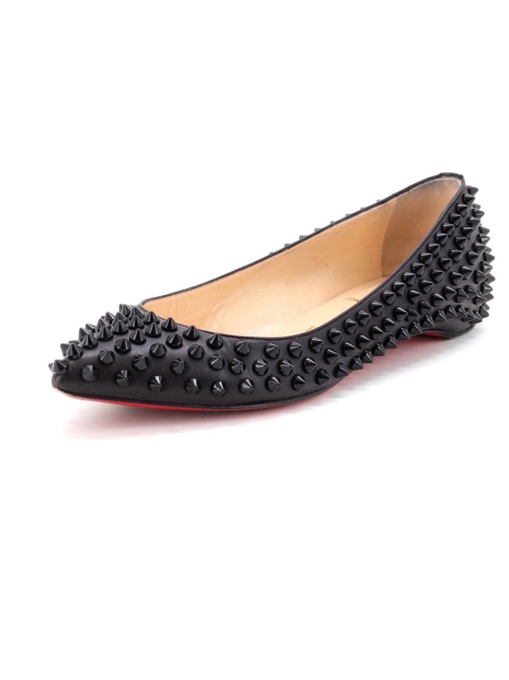 Christian Louboutin Black Spiked Pointed-Toe Flat